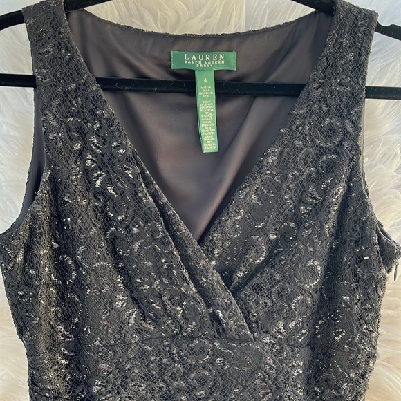 Lauren Ralph Lauren Haddon Hall Black Lace Sleeveless Evening Cocktail Dress - Picture 8 of 13